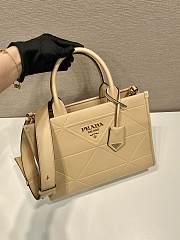 Prada Symbole small beige stitched triangle motif leather bag - 4