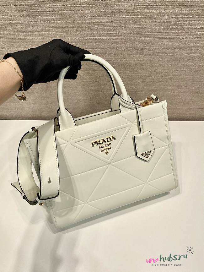 Prada Symbole small white stitched triangle motif leather bag - 1