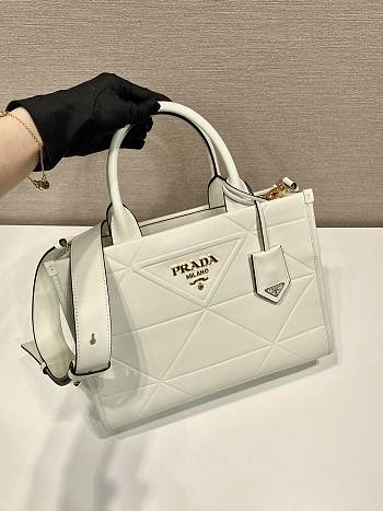 Prada Symbole small white stitched triangle motif leather bag