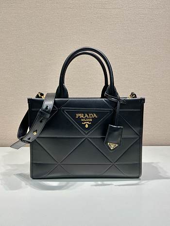 Prada Symbole small black stitched triangle motif leather bag