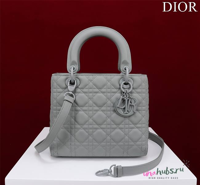 Dior Lady medium matte gray lambskin 24cm bag  - 1