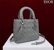 Dior Lady medium matte gray lambskin 24cm bag  - 4