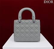 Dior Lady medium matte gray lambskin 24cm bag  - 6