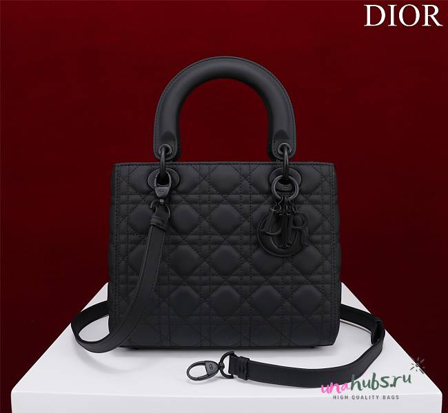 Dior Lady medium matte black lambskin 24cm bag - 1