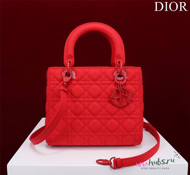 Dior Lady medium matte red lambskin 24cm bag - 1