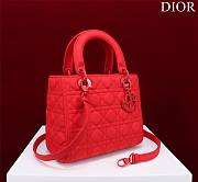 Dior Lady medium matte red lambskin 24cm bag - 4