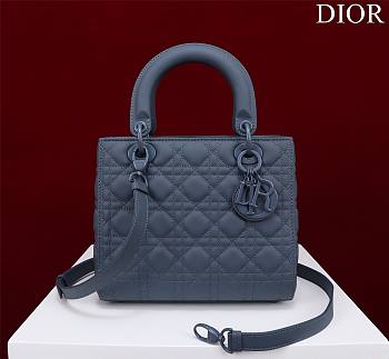 Dior Lady medium matte blue lambskin 24cm bag
