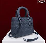 Dior Lady medium matte blue lambskin 24cm bag - 3