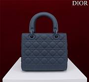 Dior Lady medium matte blue lambskin 24cm bag - 4