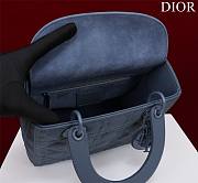 Dior Lady medium matte blue lambskin 24cm bag - 6