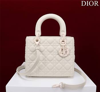 Dior Lady medium matte white lambskin 24cm bag