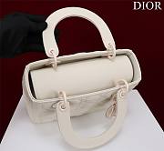 Dior Lady medium matte white lambskin 24cm bag - 4