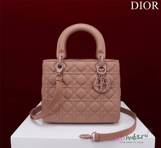 Dior Lady medium matte beige lambskin 24cm bag - 1