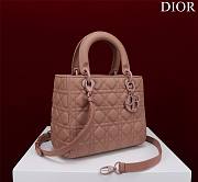 Dior Lady medium matte beige lambskin 24cm bag - 6