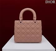 Dior Lady medium matte beige lambskin 24cm bag - 5