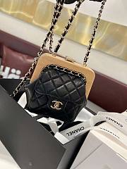 Chanel 23 Wood Quilting Chain Black Leather Bag - 1