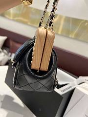 Chanel 23 Wood Quilting Chain Black Leather Bag - 6