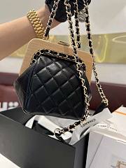 Chanel 23 Wood Quilting Chain Black Leather Bag - 5