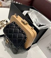 Chanel 23 Wood Quilting Chain Black Leather Bag - 4