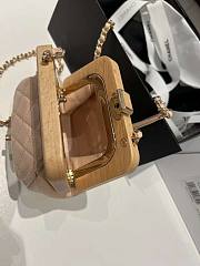 Chanel 23 Wood Quilting Chain Beige Leather Bag - 4