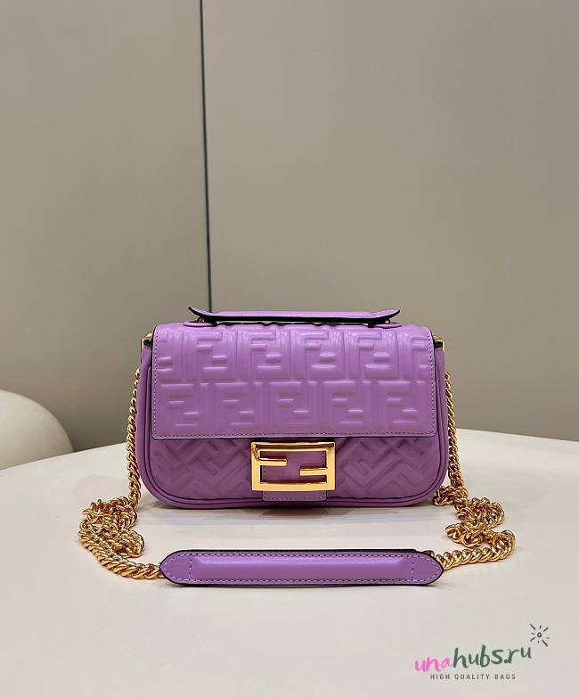 Fendi Baguette Mini Vintage Gold Hardware Purple Bag  - 1