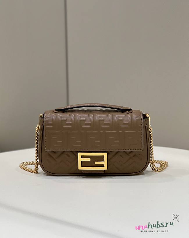 Fendi Baguette Mini Vintage Gold Hardware Brown Bag - 1