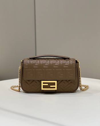 Fendi Baguette Mini Vintage Gold Hardware Brown Bag