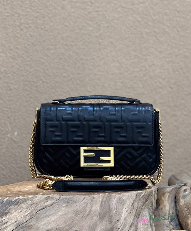 Fendi Baguette Mini Vintage Gold Hardware Black Bag - 1