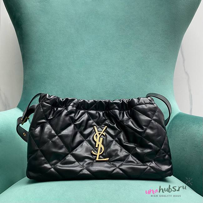 YSL Black Quilted Lambskin Tote Shopping Bag - 1