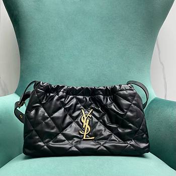 YSL Black Quilted Lambskin Tote Shopping Bag