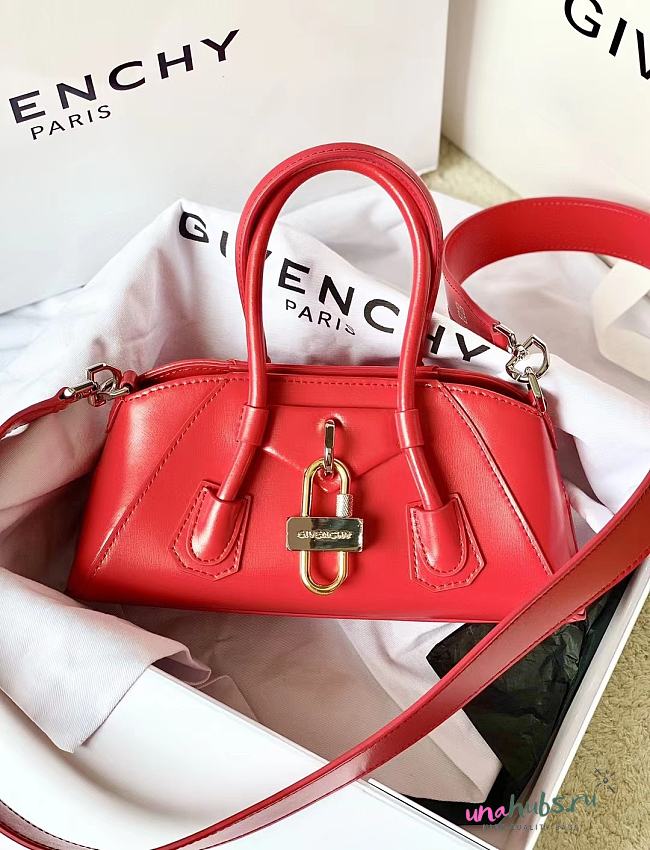 Givenchy Antigona stretch mini red leather bag - 1