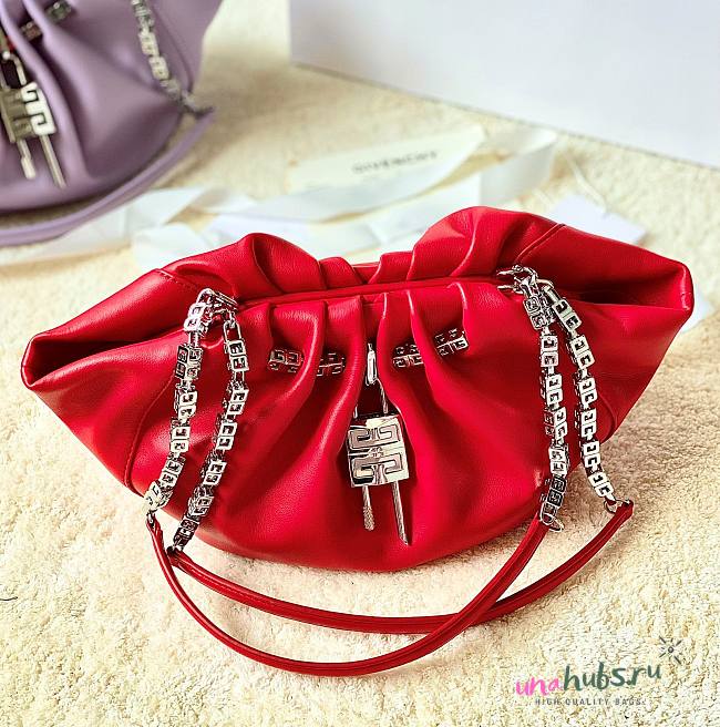 Givenchy Red Kenny 4G Chain Satin Bag - 1