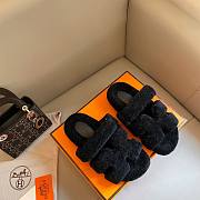 Hermes Chypre teddy black sandal - 1