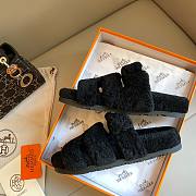 Hermes Chypre teddy black sandal - 5