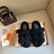 Hermes Chypre teddy black sandal - 3