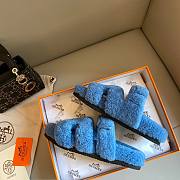 Hermes Chypre teddy blue sandal - 6