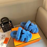 Hermes Chypre teddy blue sandal - 5