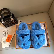 Hermes Chypre teddy blue sandal - 3