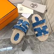 Hermes Chypre teddy 2 tone blue sandal - 6