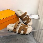 Hermes Chypre teddy 2 tone brown sandal - 6