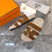 Hermes Chypre teddy 2 tone brown sandal - 4