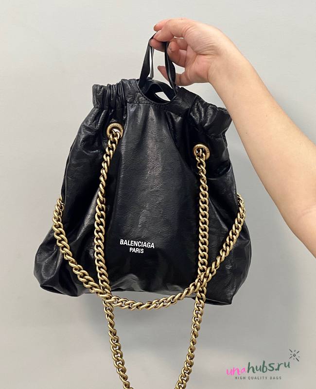 Balenciaga Crush Small leather tote black bag - 1