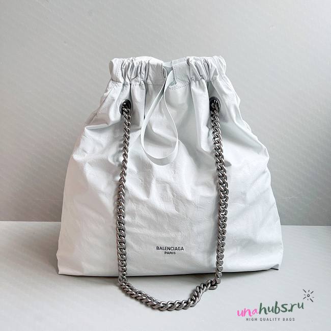 Balenciaga Crush Small leather tote white bag - 1