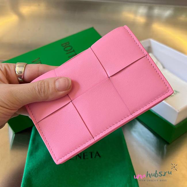 Bottega Veneta pink intrecciato card holder - 1