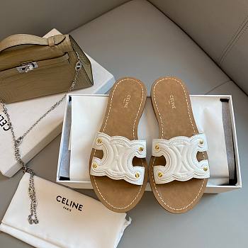 Celine Triomphe white slippers