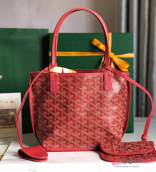 Goyard Mini Anjou Tote Red Leather Bag  - 1