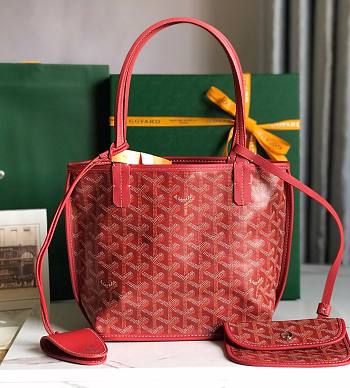 Goyard Mini Anjou Tote Red Leather Bag 