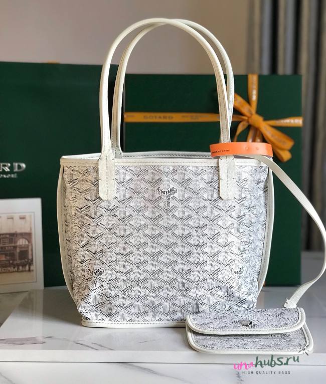 Goyard Mini Anjou Tote White Leather Bag - 1