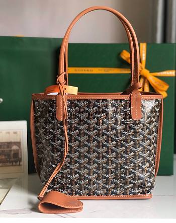 Goyard Mini Anjou Tote Brown Leather Bag