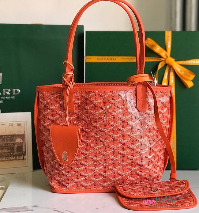 Goyard Mini Anjou Tote Orange Leather Bag - 1